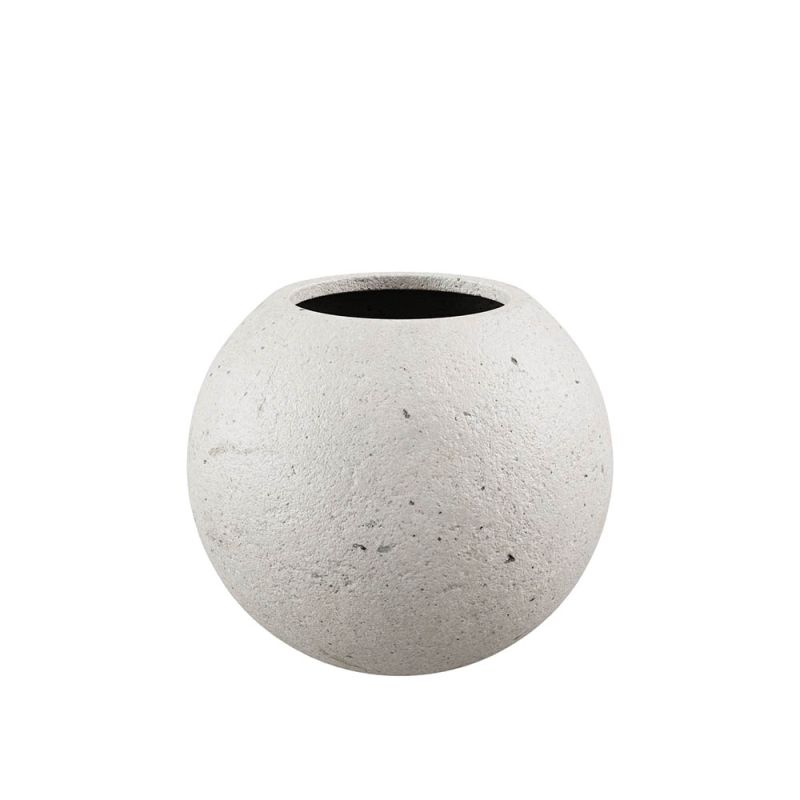 Light grey spherical concrete planter in medium