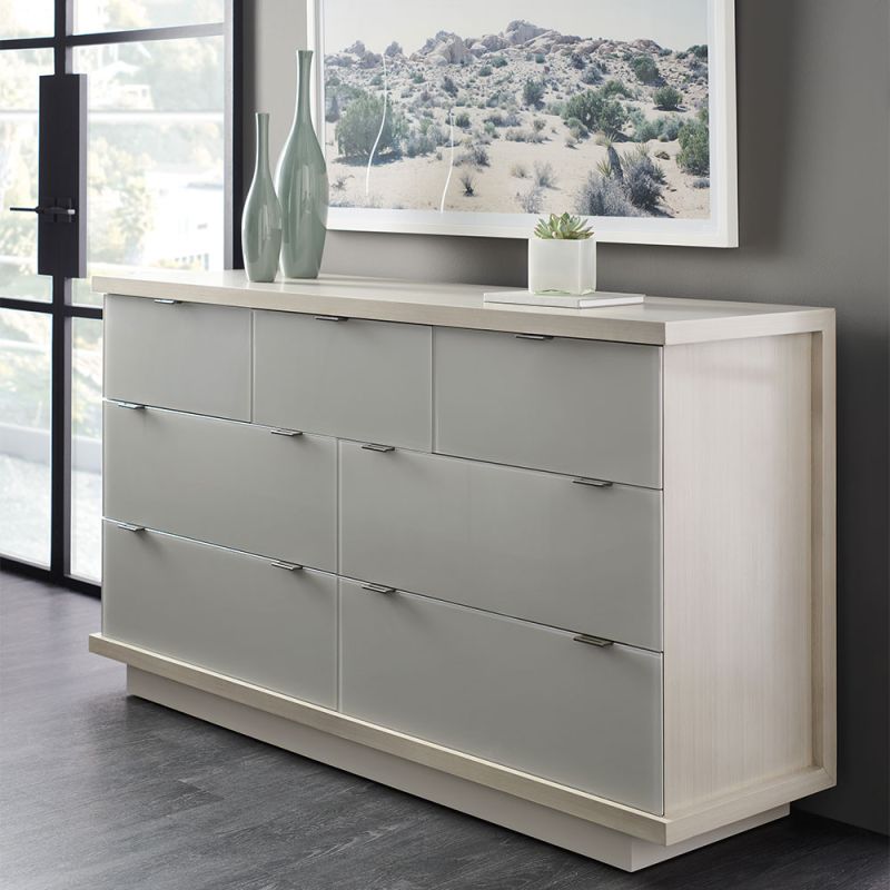 Contemporary chest of drawers with cream and grey finishes