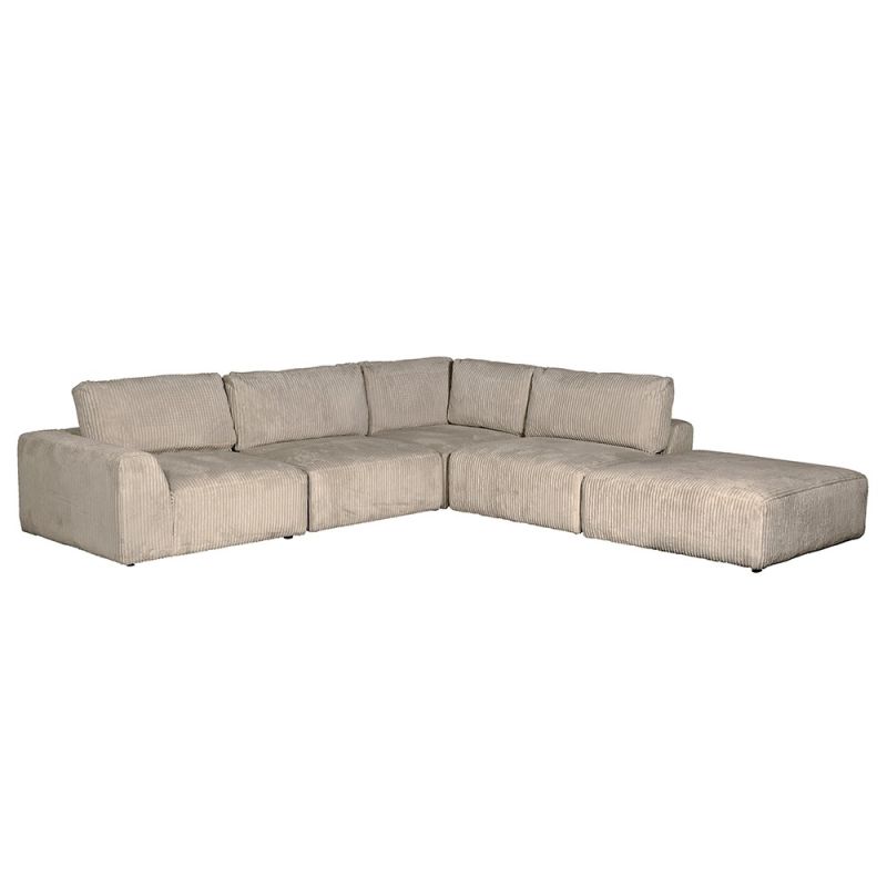 Beautiful corduroy modular corner sofa in beige