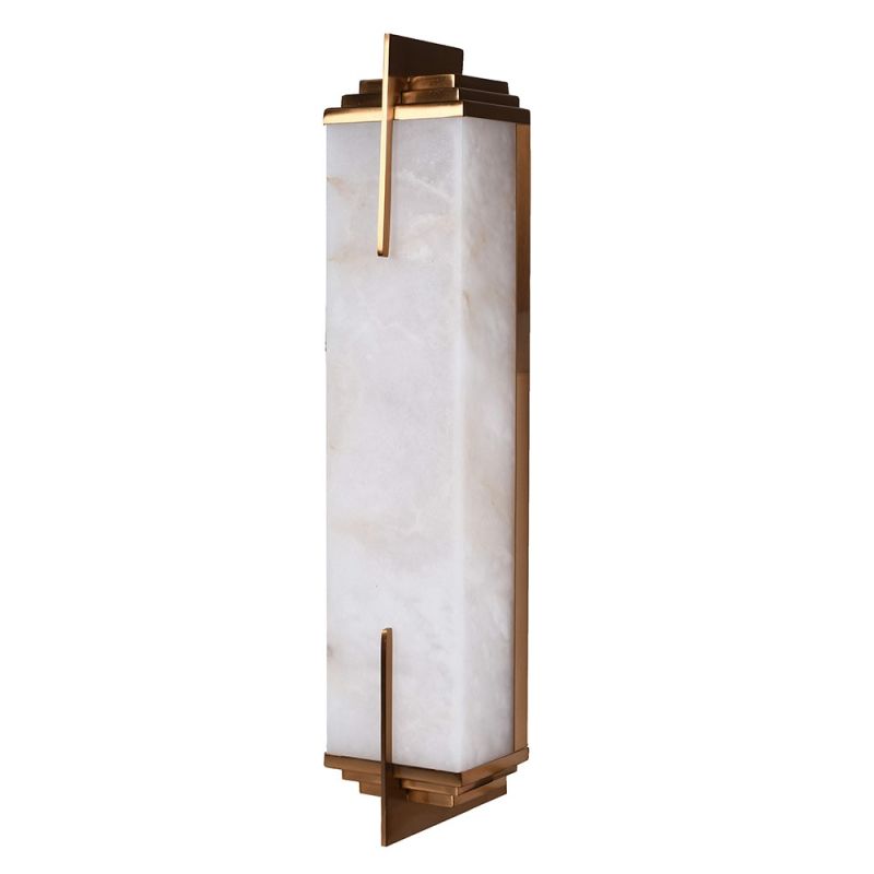 Wall light composed of alabaster with brass accents