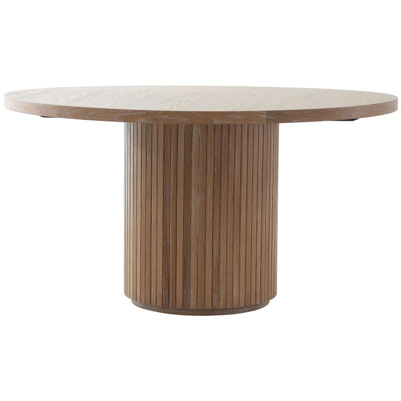 Readed Oak Round Dining Table