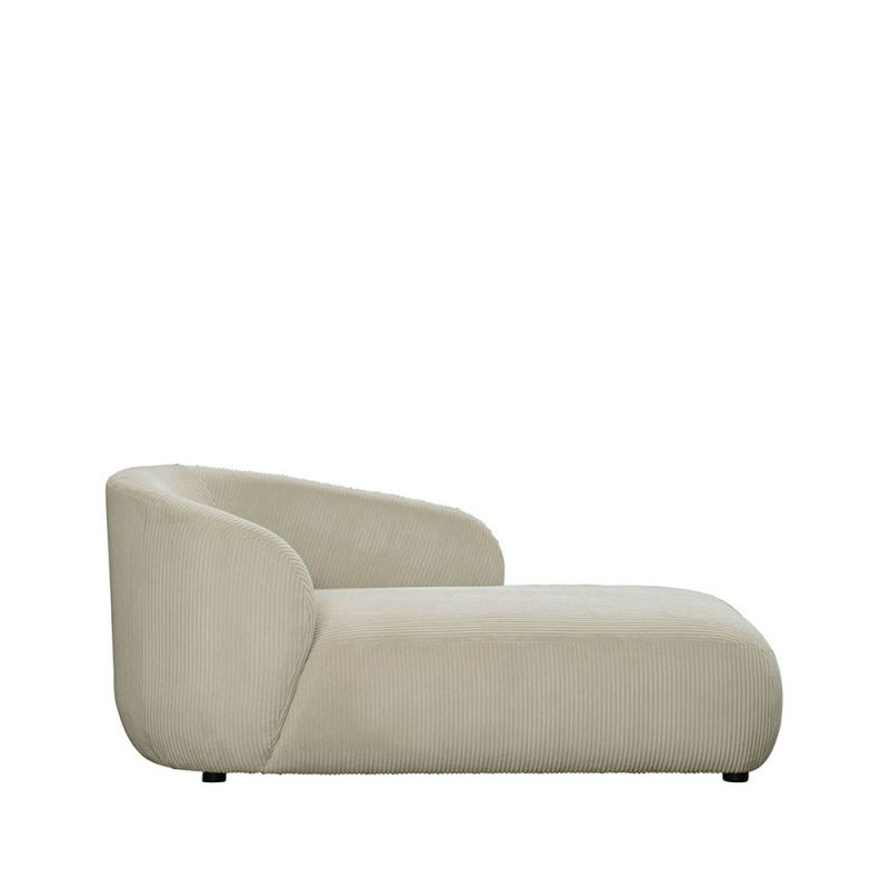 Ivory coloured chaise longue with corduroy style upholstery