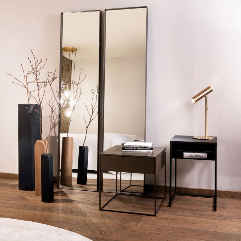 Rectangular dressing mirror with brown frame