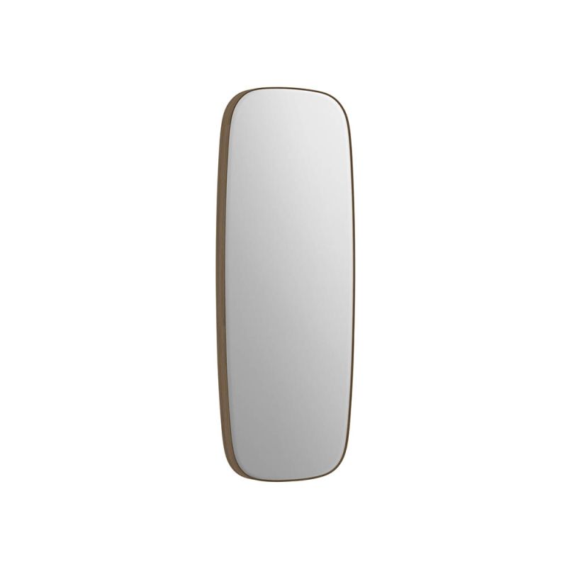 Tall mirror with round edges and bronze frame