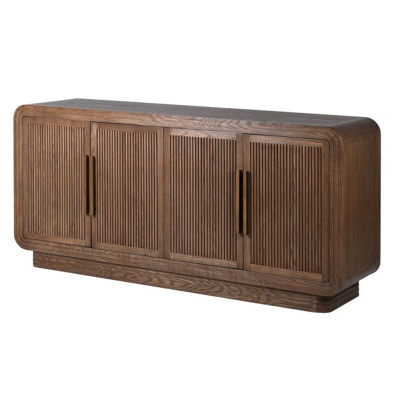 Modern wood sideboard with ribbed details