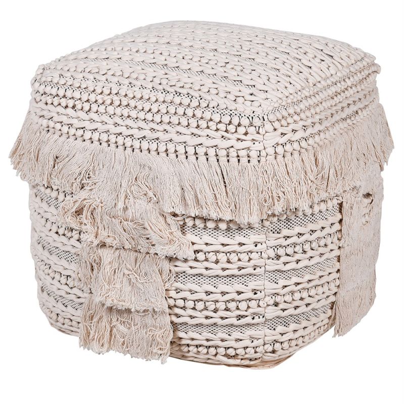 this pouffe features a unique design and comfortable seating