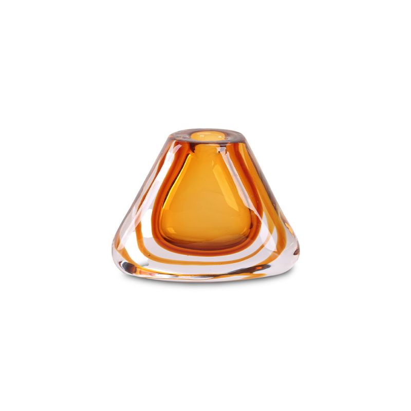 Round and curvaceous glass vase in striking amber
