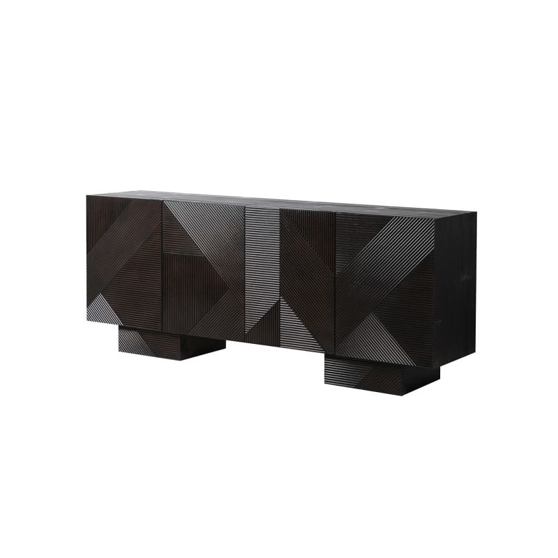 Chic black sideboard with textured abstract design