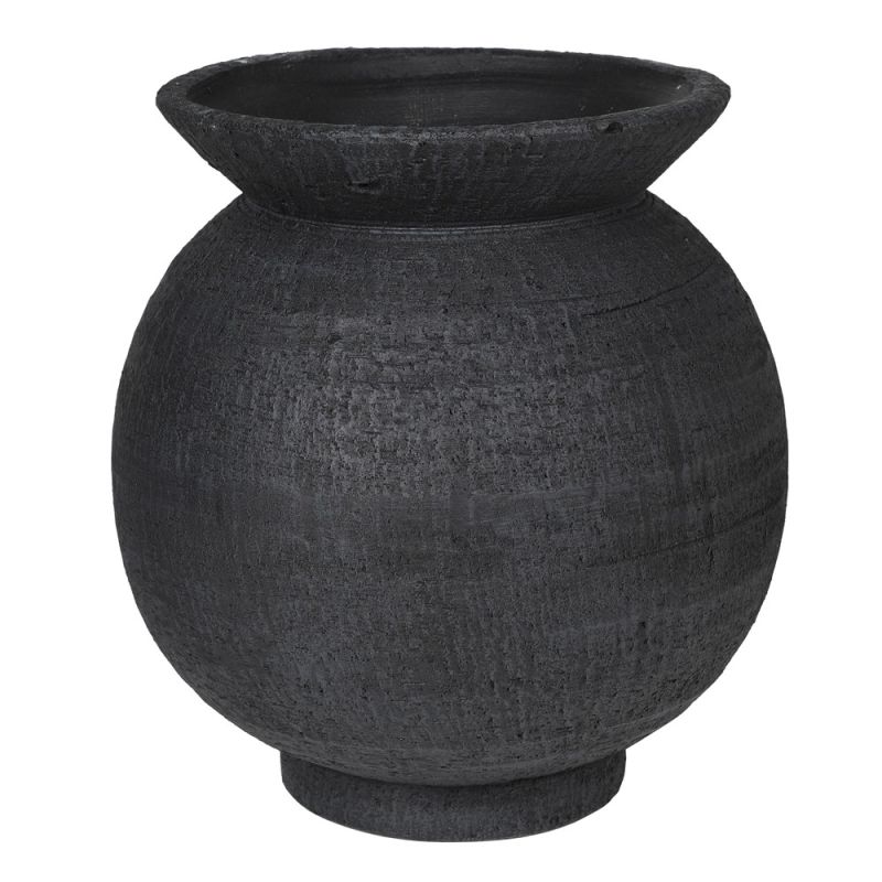 Black textured natural vase