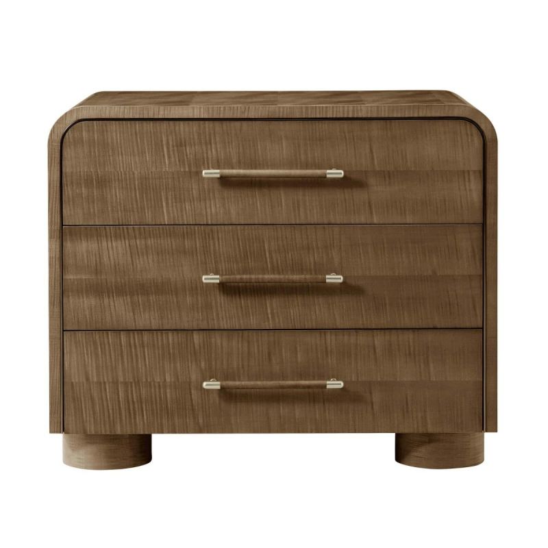 Set of three drawers with rounded silhouette and dark wood finish