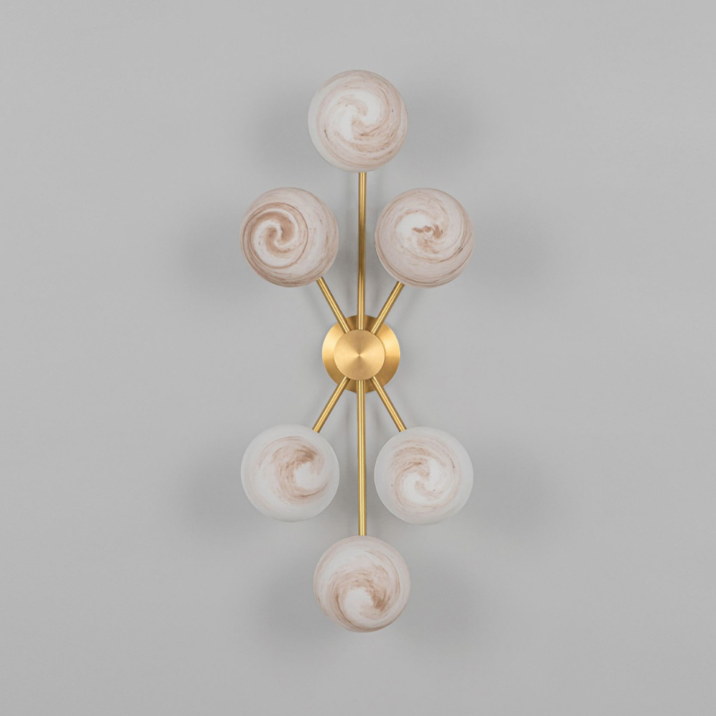 Orion 6 Wall Sconce - Brass & Marble