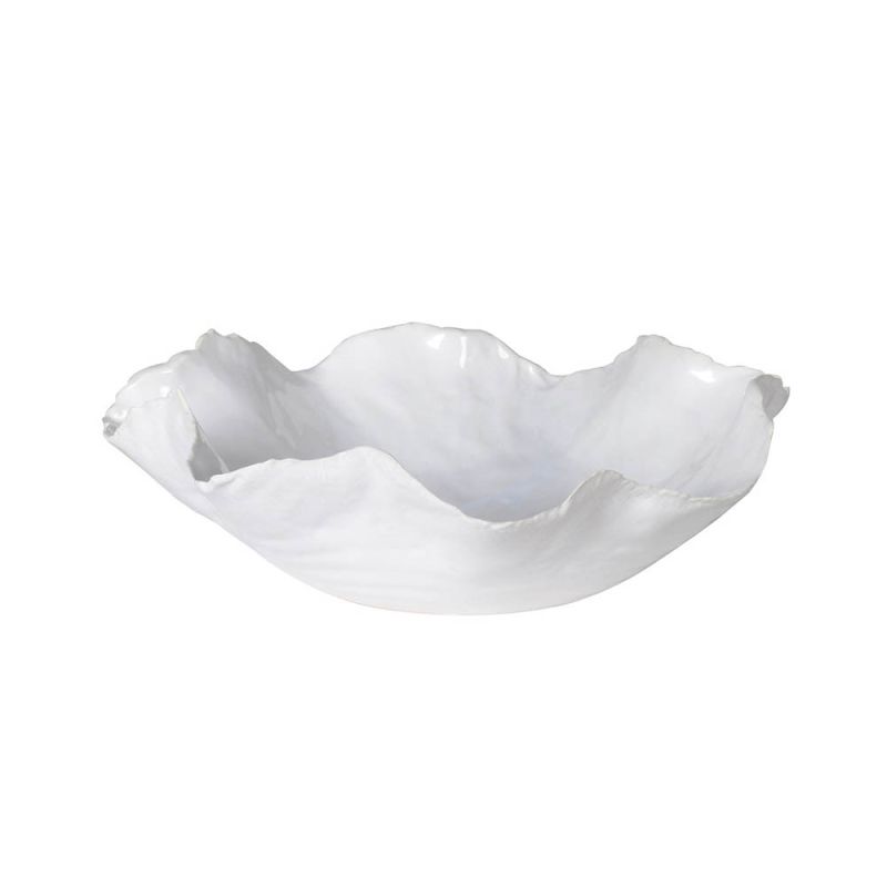 Sculpturally appealing white ceramic bowl