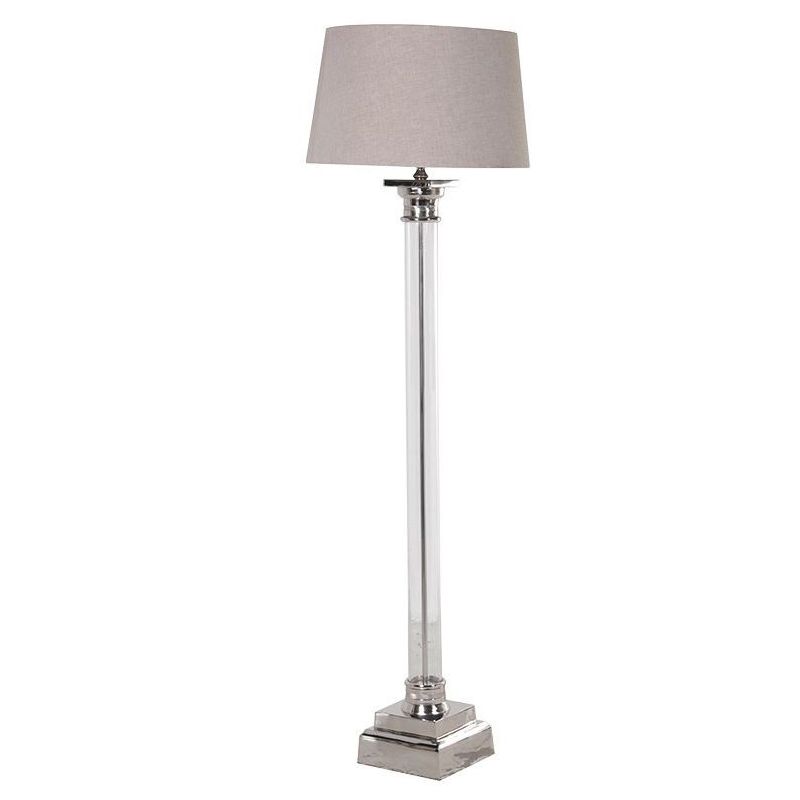 Nickel/Glass Floor Lamp With Shade