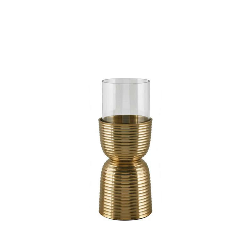 ridged golden candle holder