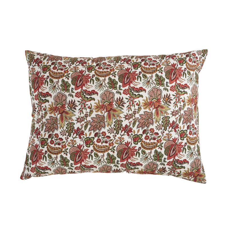 Luxurious floral red green and white cushion