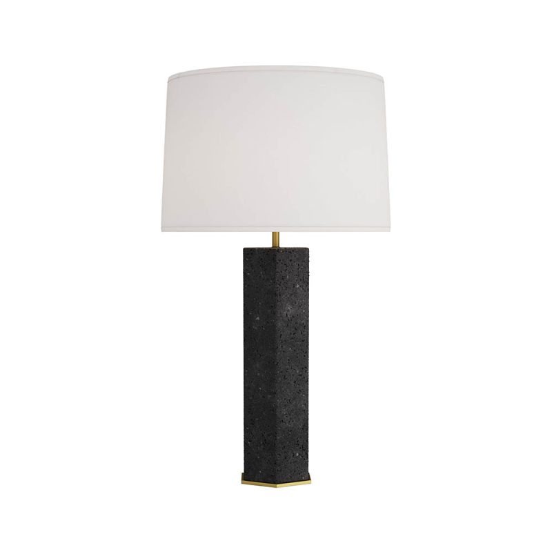 Charcoal glass stone lamp with bronze cylindrical finial