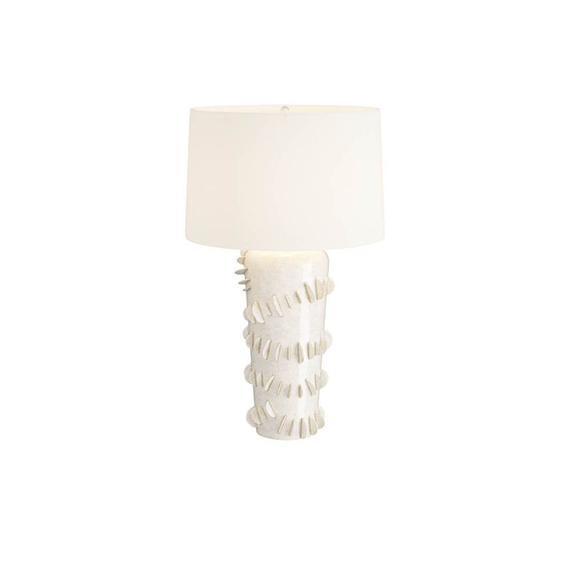 Aquatic and coral inspired ivory ceramic lamp with crackle finish