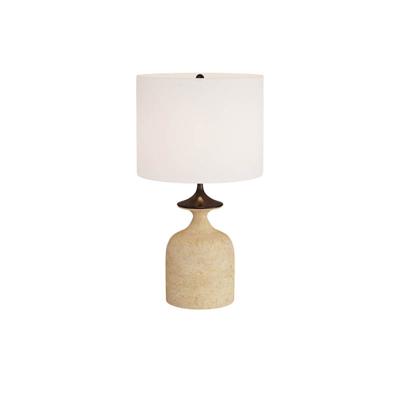 Tulip shaped faux travertine lamp in neutral sand shade