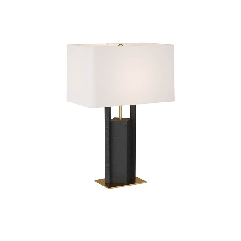 Modern geometric ricestone lamp with antique brass base