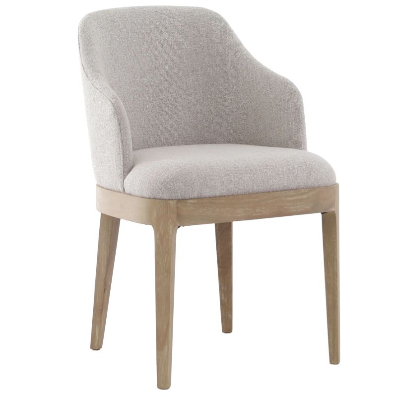 The Kingham Dining Chair features a solid oak frame, exposed seat, and luxurious linen upholstery, offering a timeless and elegant choice for everyday dining.