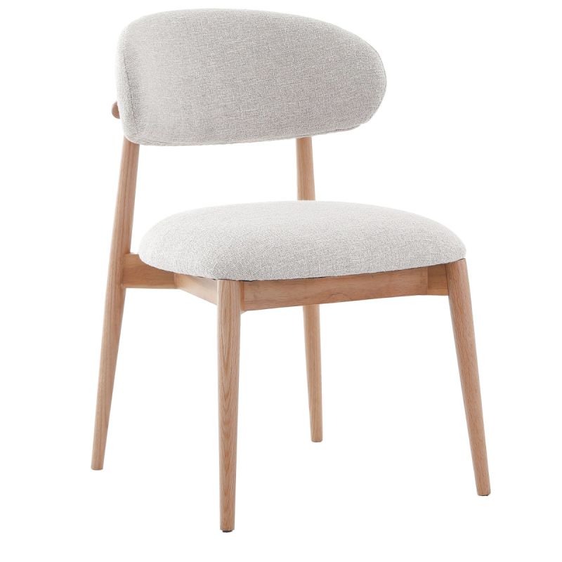 The Blockley dining chair, with its contemporary curves, luxurious linen upholstery, and solid oak frame, adds modern elegance to any dining room, and is complemented by a matching Counter Stool.