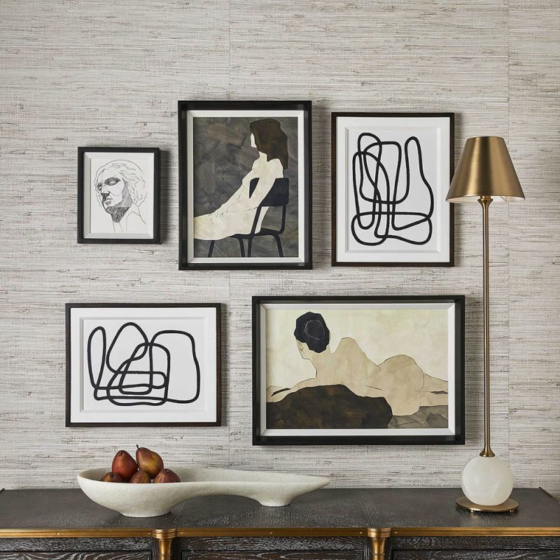 Matte print depicting elegance of woman's figure in black and neutral tones
