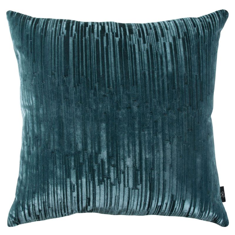 Jacquard velvet teal cushion