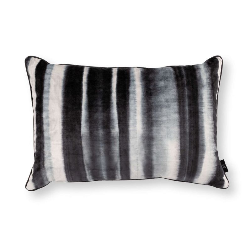 Luxury modern monochrome striped velvet cushion