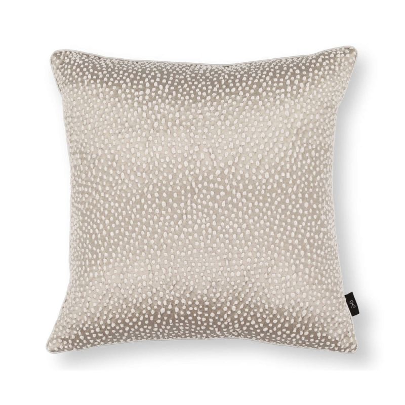 Luxury textured weave neutral square cushion with satin finish