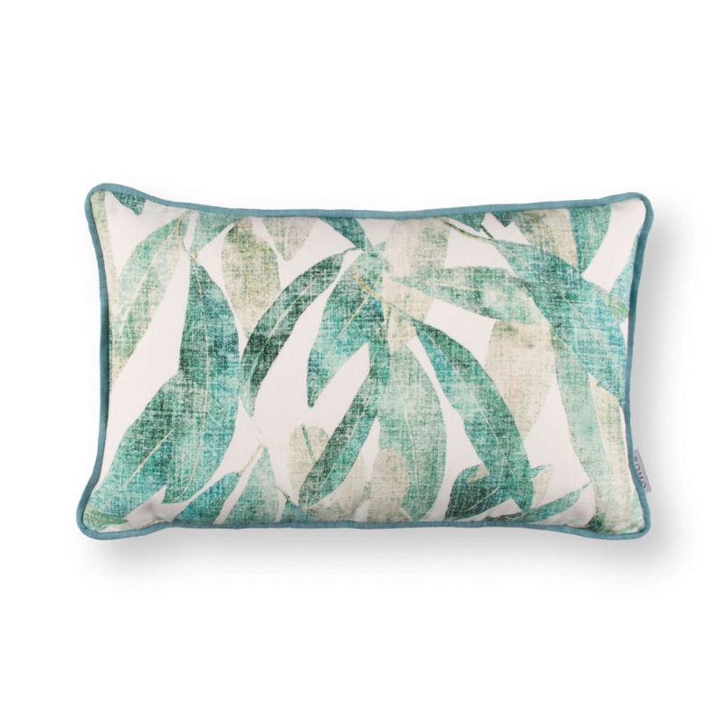 A luxurious green-toned botanical cushion