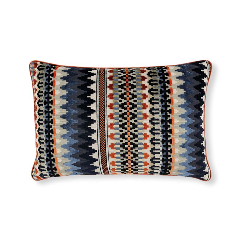 Playful multicoloured patterned cushion