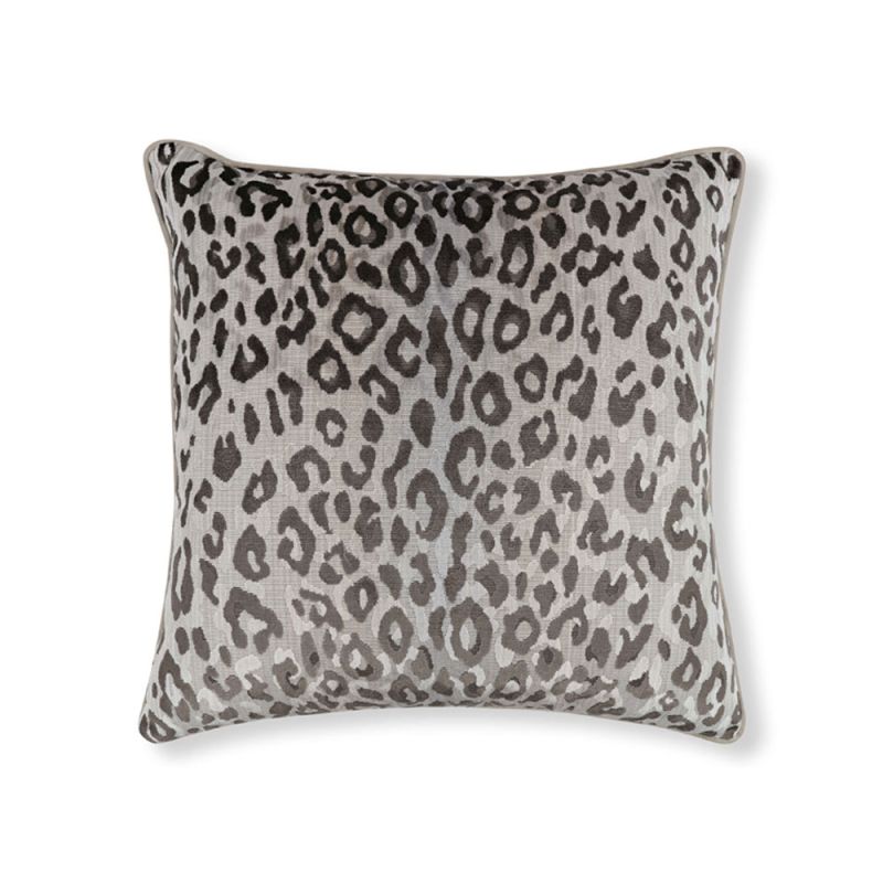 Grey cushion with black leopard design 