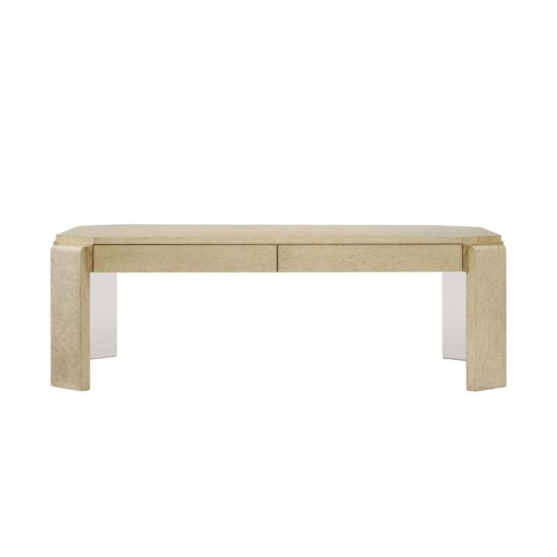 Rectangular coffee table with squared corners and natural wood finish