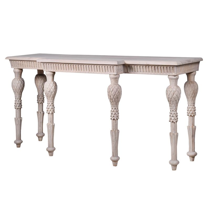 A sophisticated console table with a traditional appeal and classic silhouette 