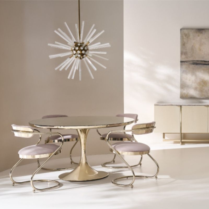 Elevate your dining experience with the Semper Round Dining Table in Gold. Stylish, versatile, and perfect for any space—137 cm of elegance.