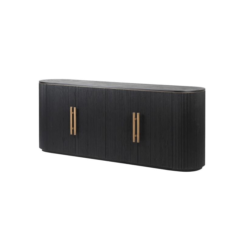 Black sideboard with four rib fronted cupboards