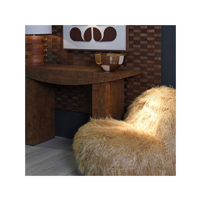Elegant console table in burl wood finish