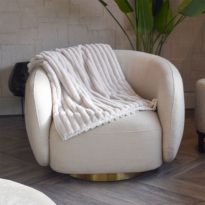 Beige throw with ribbed design 