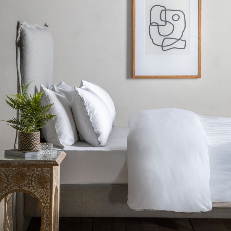 Lovelace 500tc Duvet Set White/Silver Superking Willow's Collection