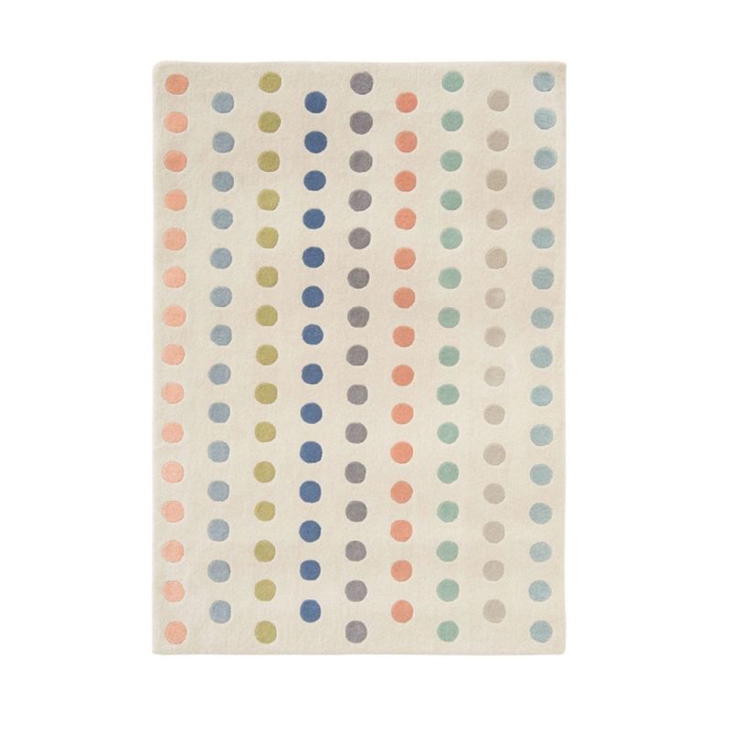 Cream wool rug with pastel coloured dots