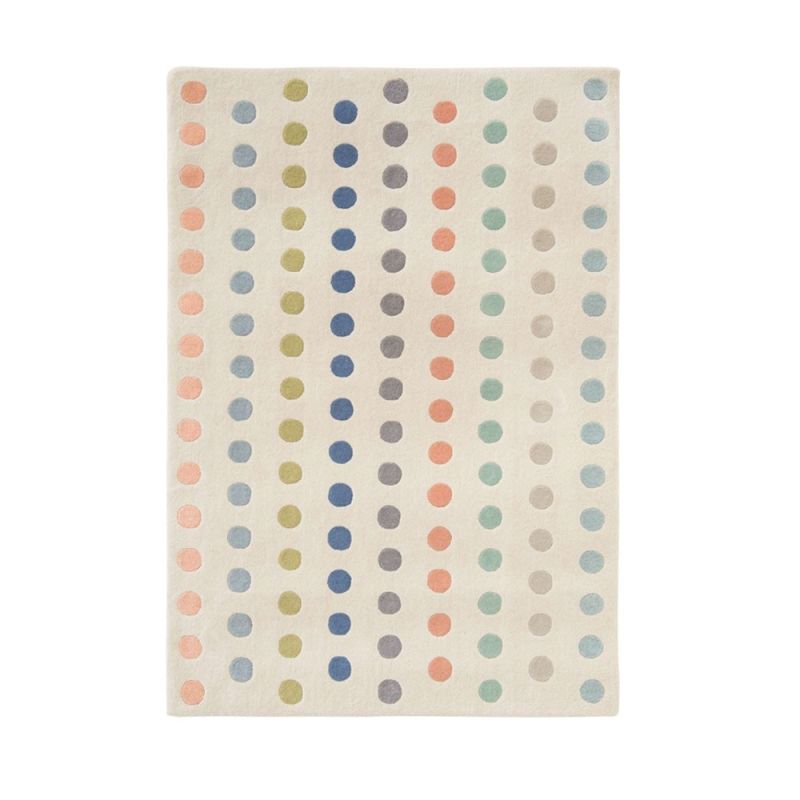 Cream wool rug with pastel coloured dots