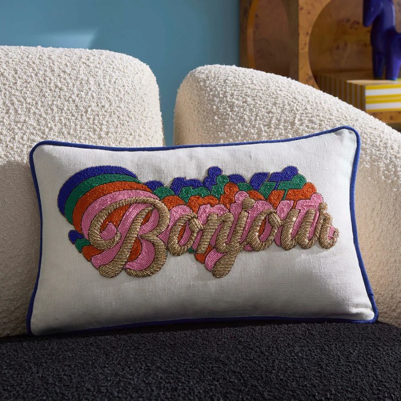 Elevate your décor with the Bonjour Beaded Cushion, featuring intricate beadwork and a vibrant design. Perfect for any space!