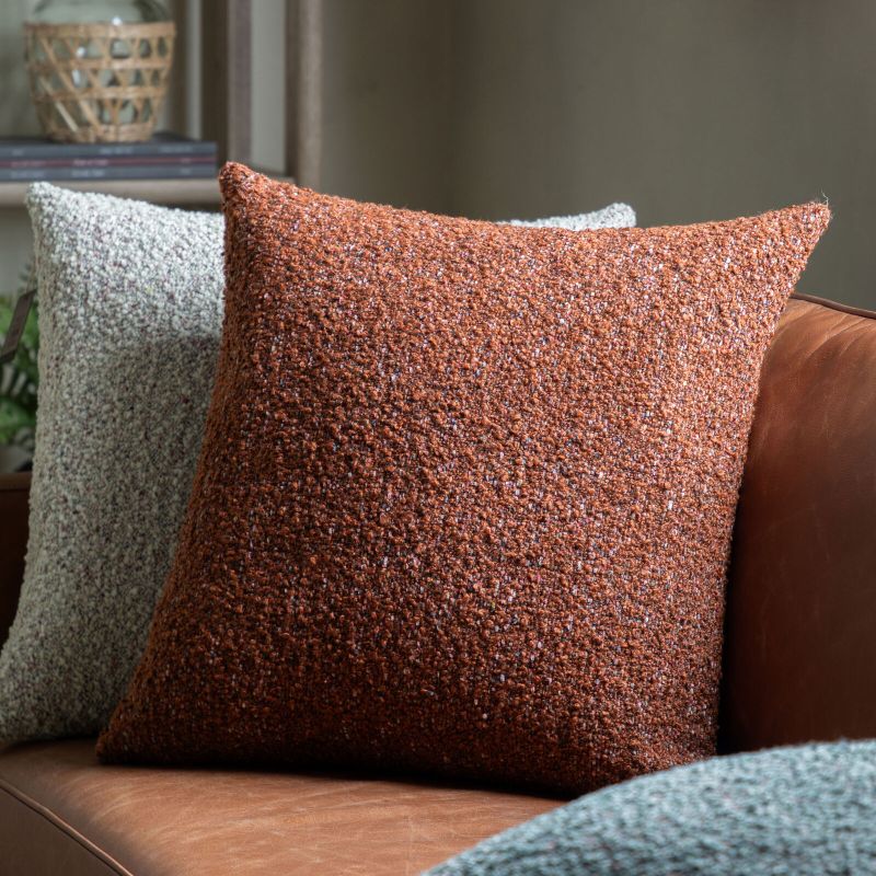 Textured Boucle Cushion - Rust