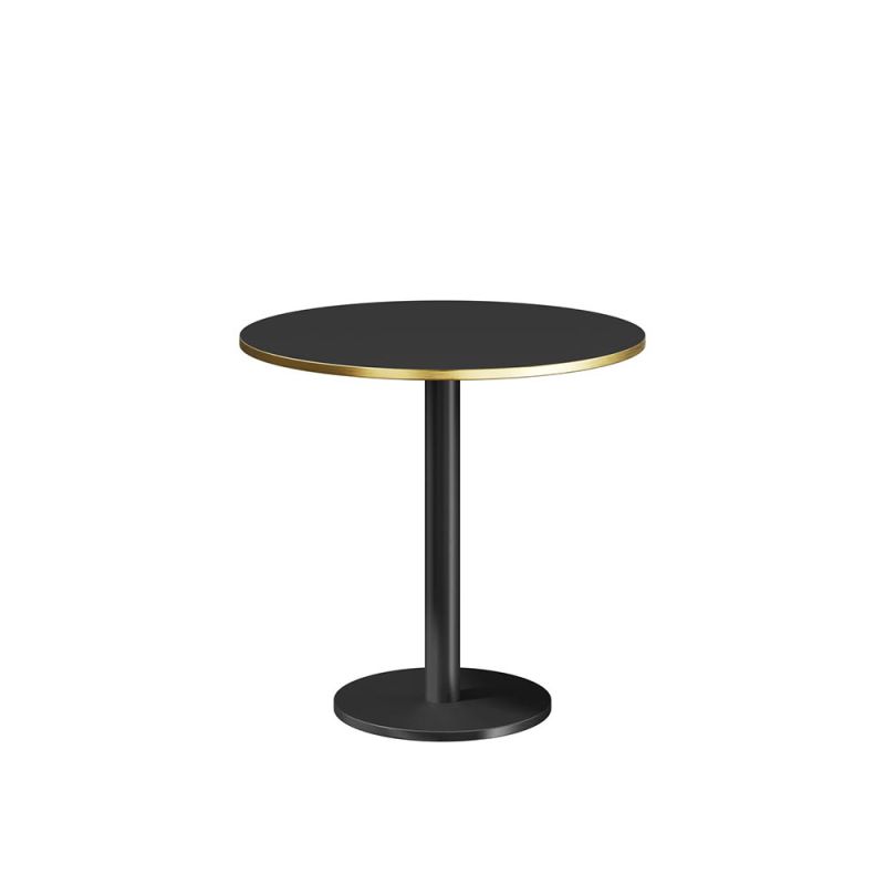 gold edge round bistro table in black finish