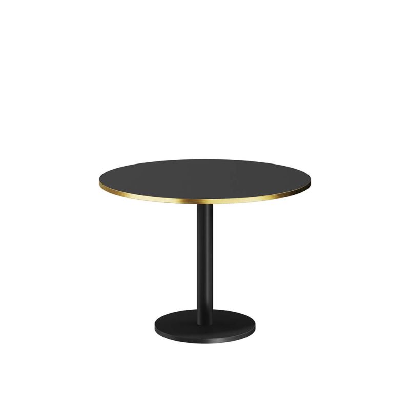 black round dining table with gold edge