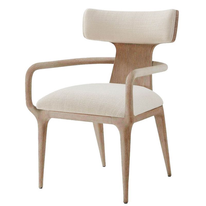 Scandinavian inspired dining armchair with upholstered seat and back rest