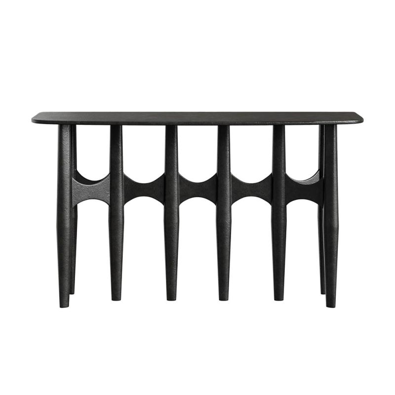 Bold aluminium and powder-coated console table in sleek black