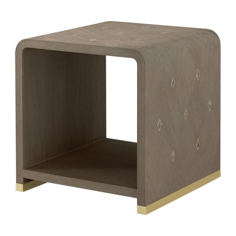 Dark wood arched side table with diamond details 