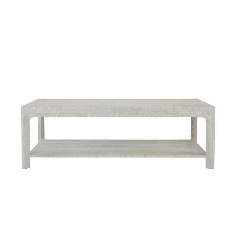 Wooden rectangular coffee table with lower shelf