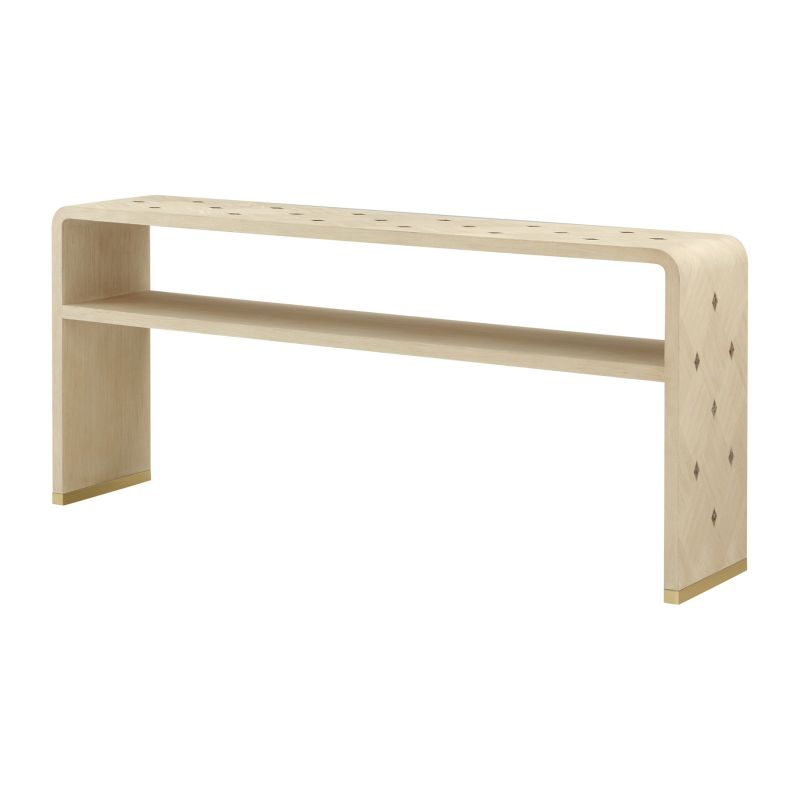 Light wood console table with diamond details